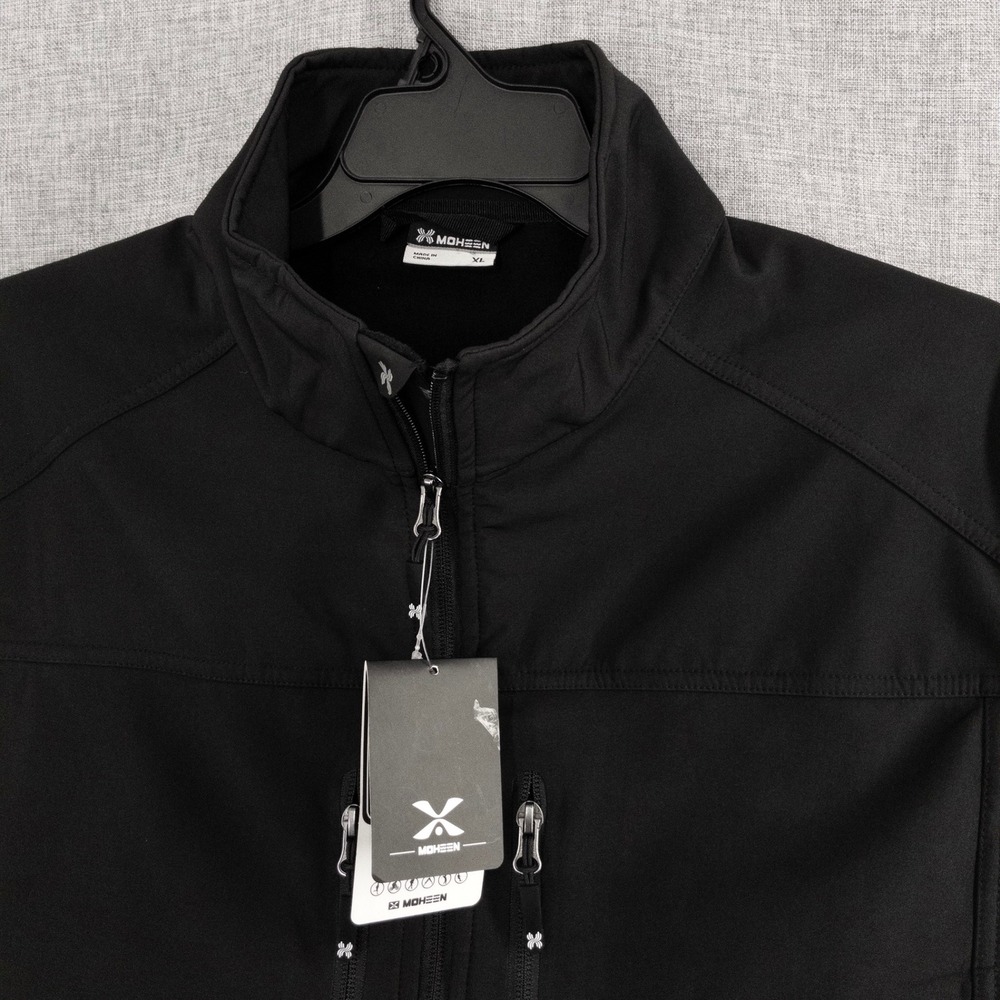 MOHEEN Men's XL Softshell Vest Black Fleece Lined Full Zip Outdoor NWT
